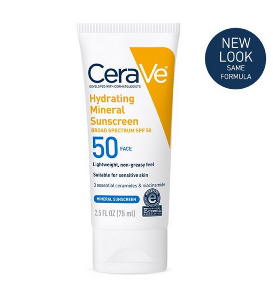 CeraVe Hydrating Mineral Sunscreen Face SPF 50 75ml (2.5 fl. oz.)